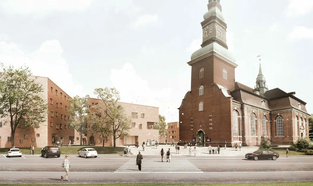 Eine Illustration des Trinitatis Quartiers und dem Baltica Hamburg Altona.