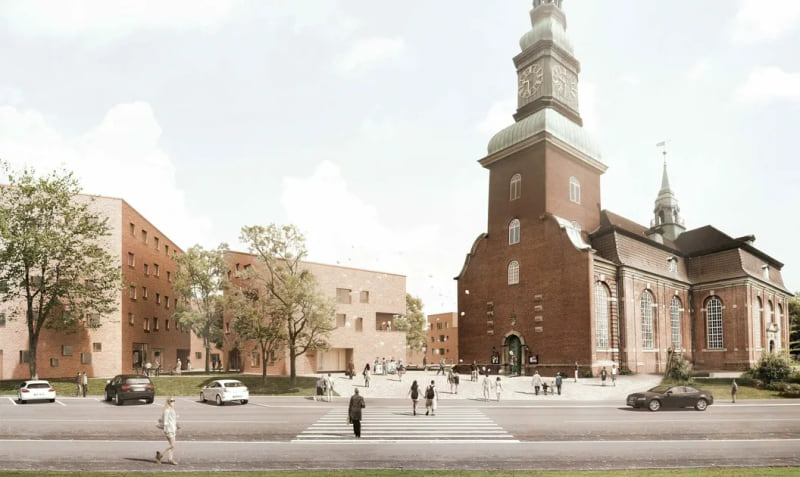 Eine Illustration des Trinitatis Quartiers und dem Baltica Hamburg Altona.